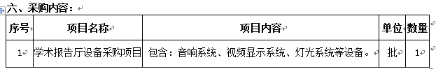 澳门开彩结果记录查询学术报告厅设备采购项目 招标公告